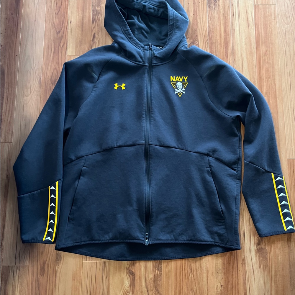 US NAVAL ACADEMY Under Armour Navy Hooded Jacket with Yellow Details